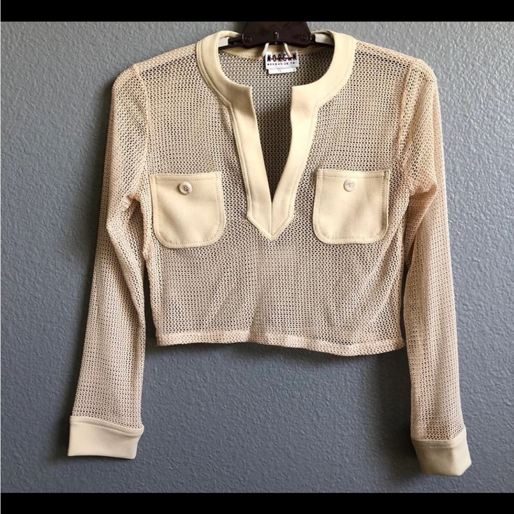 Morgan de toi mesh knit top
